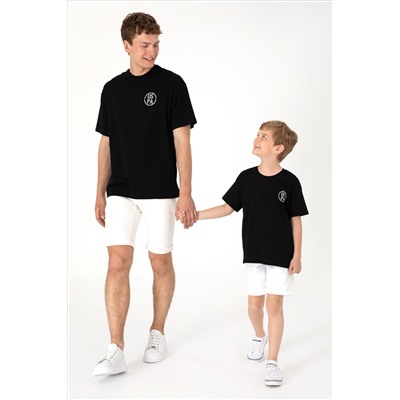 Erkek Oversize Fit Bisiklet Yaka Siyah Tişört