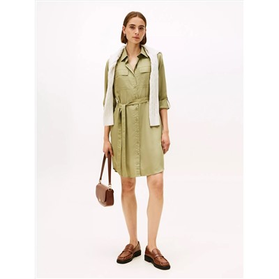 Long-Sleeve Belted Utility Shirtdress