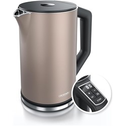 Arendo - Edelstahl Wasserkocher mit Temperatureinstellung 40-100 Grad in 5er Schritten - Doppelwand Design - Modell ELEGANT - 1,5 Liter - 2200 W - Teekocher mit Temperaturanzeige - GS - Bronzo