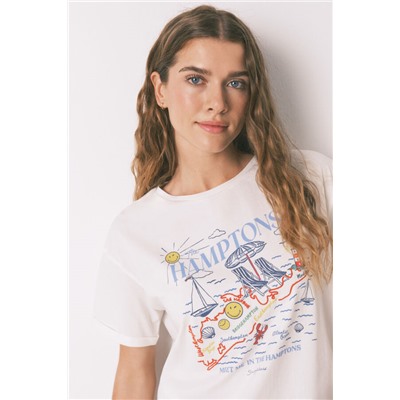 Camiseta Smile Off White Algodón
