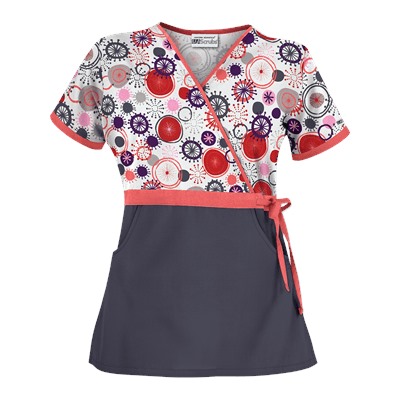 UA Signature Circle White Mock Wrap Scrub Top