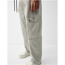 Faded-effect skater cargo trousers