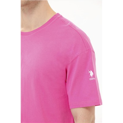 Erkek Pembe Oversize Bisiklet Yaka Tişört