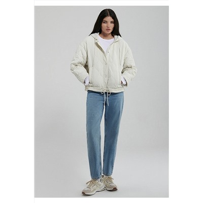 MaviKapitone Beli Bağcıklı Beyaz Ceket Oversize / Geniş Kesim 1110323-86412