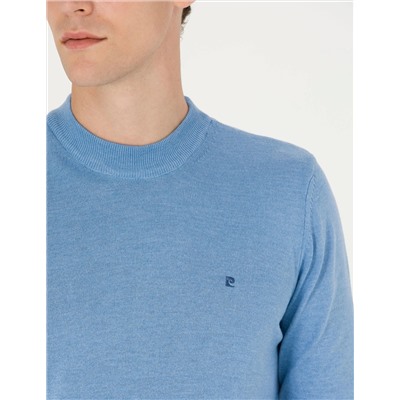 Mavi Melanj Slim Fit Çeyrek Yaka Basic Triko Kazak