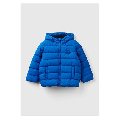 United Colors of BenettonErkek Çocuk Saks Mavi Logolu Puffer Mont