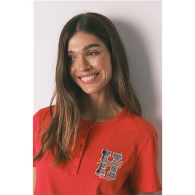 Pijama largo 100% algodón estampado cuadros "Hogwarts"