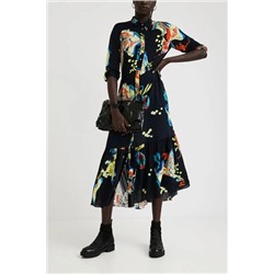 Vestido camisero largo estampado