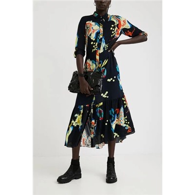 Vestido camisero largo estampado