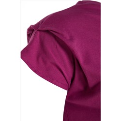 Mor Bisiklet Yaka Kol Detaylı %100 Pamuk Örme T-Shirt TBBSS22BF0023