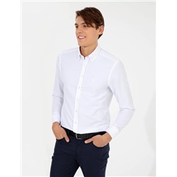 Beyaz Slim Fit Oxford Gömlek
