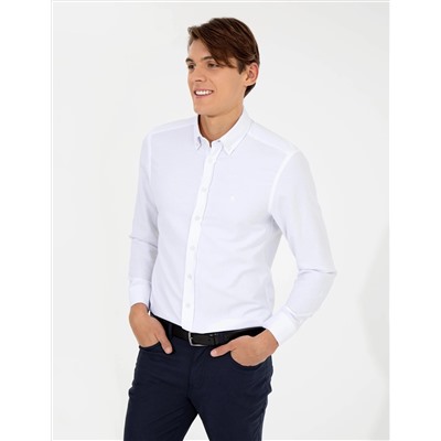 Beyaz Slim Fit Oxford Gömlek