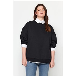 Trendyol Curve Siyah Fermuar Detaylı İnce Örme Sweatshirt TBBAW24AO00035