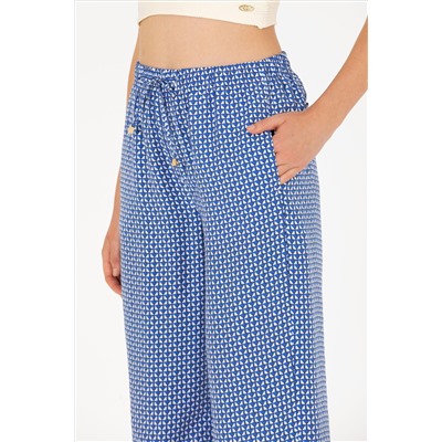 Kadın Saks Loose Relax Fit Pantolon