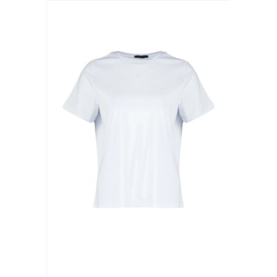 Beyaz Regular Fit Basic Bisiklet Yaka %100 Pamuk Örme Büyük Beden T-Shirt TBBSS22TS0733