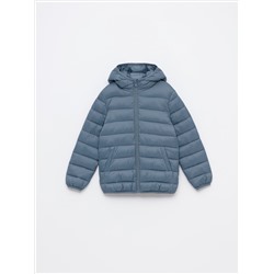 LIGHTWEIGHT HOODED PUFFER JACKET
