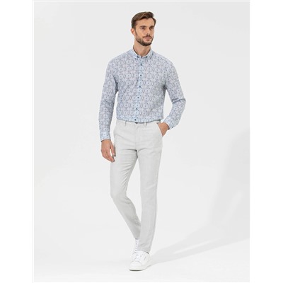 Gri Slim Fit Beli Lastikli Kanvas Pantolon
