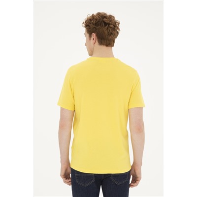 Erkek Regular Fit Bisiklet Yaka Sarı Basic Tişört