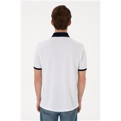 Erkek Regular Fit Polo Yaka Beyaz Basic Tişört