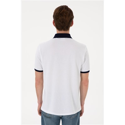 Erkek Regular Fit Polo Yaka Beyaz Basic Tişört