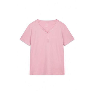 Camiseta manga corta algodón perchado rosa