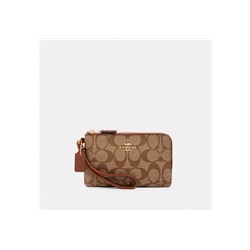 Double Corner Zip Wristlet In Signature Canvas