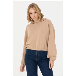 Kadın Kum Kapüşonlu Sweatshirt