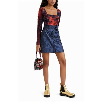 Minifalda slim relieve flores