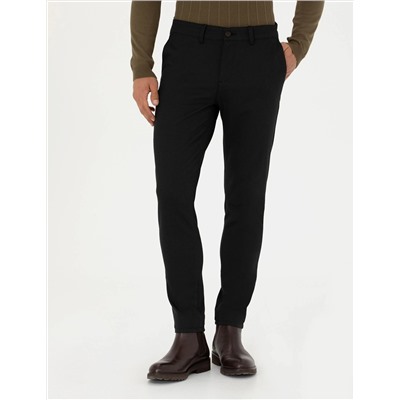 Siyah Slim Fit Kanvas Pantolon