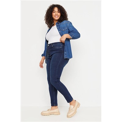 Trendyol Curve Koyu Mavi Yüksek Bel Esnek Skinny Jeans TBBAW23JE00000