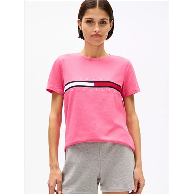 Embroidered Flag Stripe Logo T-Shirt