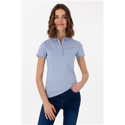 Kadın Açık Mavi Basic Polo Yaka Tişört