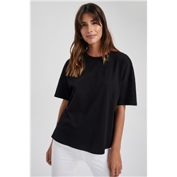 Defacto Oversiize Fit Bisiklet Yaka Basic Kısa Kollu %100 Pamuk Tişört W9570AZ23SM