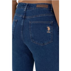 Kadın Mavi Slim Flare Cropped Fit Jean Pantolon
