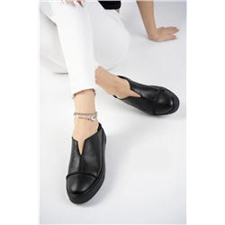 Deripabuc Hakiki Deri Siyah Kadın Deri Sneaker Dp38-2611 DP38-2611