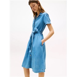 Belted Chambray Midi Shirtdress