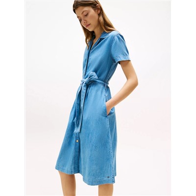 Belted Chambray Midi Shirtdress