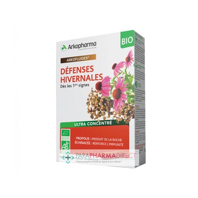 ArkoPharma ArkoFluides - Défenses Hivernales - Renforce l'Immunité - BIO 20 ampoules