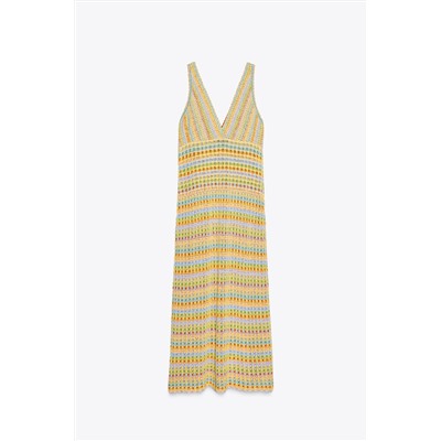 LONG CROCHET KNIT DRESS