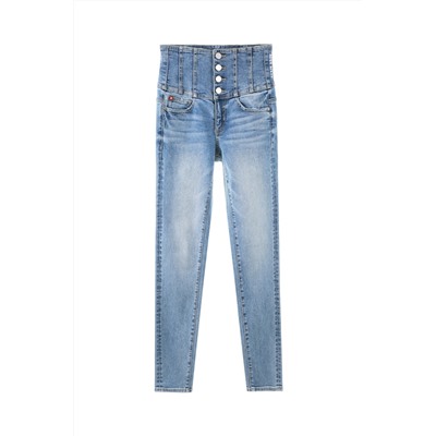 Vaquero slim de tiro alto Azul claro