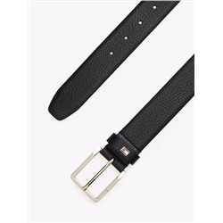 Square-Buckle Pebbled Leather Belt
