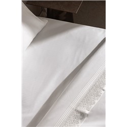 Magou King Size %100 Pamuk Brodeli Saten Nevresim Takımı - Beyaz