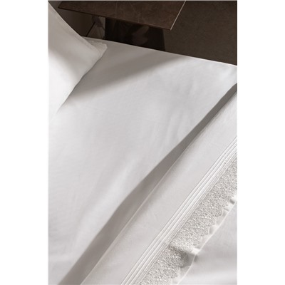 Magou King Size %100 Pamuk Brodeli Saten Nevresim Takımı - Beyaz
