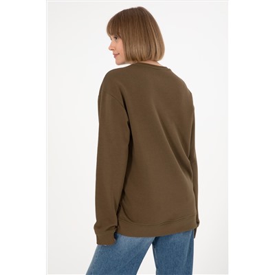 Erkek Haki Basic Sweatshirt
