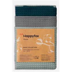 Набор вафельных полотенец с петельками 3шт Happy Fox Home