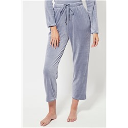 Pantalón 7/8 de pijama de terciopelo cintura alta - Gris claro