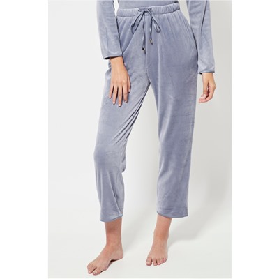 Pantalón 7/8 de pijama de terciopelo cintura alta - Gris claro