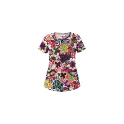 UA Peace And Prosperity Berry Burst Asymmetrical Scrub Top