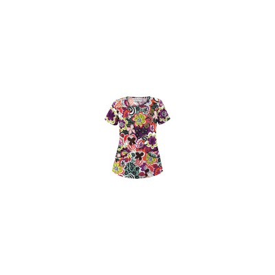 UA Peace And Prosperity Berry Burst Asymmetrical Scrub Top