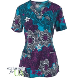 Zoe + Chloe Scrubs Tropical Paradise Print Top